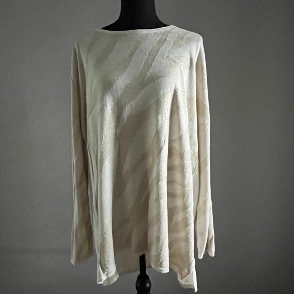 CHICO’S Sweater Chunky knit Sparkly Striped Top long sleeve size 3